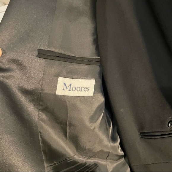 Black Men’s Suit 100% Wool with Notched Lapel Slim Fit With Neck Tie Size 40R - Picture 5 of 8